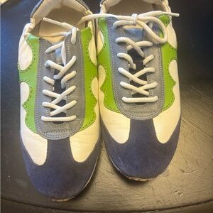 Tory Burch Blue, Green, and White Sneakers